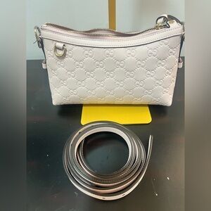 Gucci Emblem small crossbody 2way bag BNIB in pink beige calfskin leather